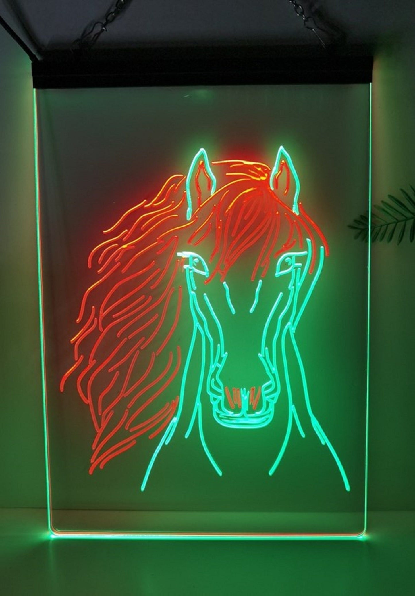 Neon Sign Dual Color Horse Head Wall Hanging Table Top Decor