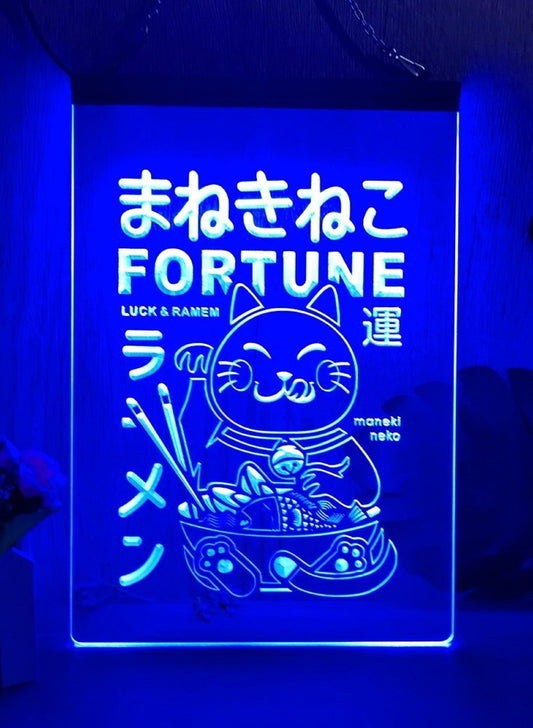 Neon Sign Fortune Lucky Cat Wall Hanging Desk Table Top Decor