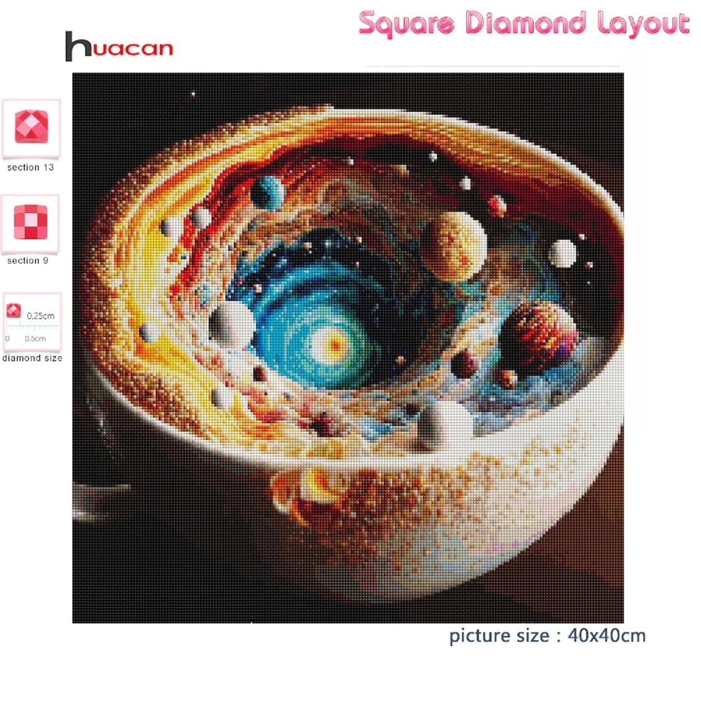 DIY Diamond Painting Coffee Cup Planets Stars Diamond Painting Kit Wall Art hu1479