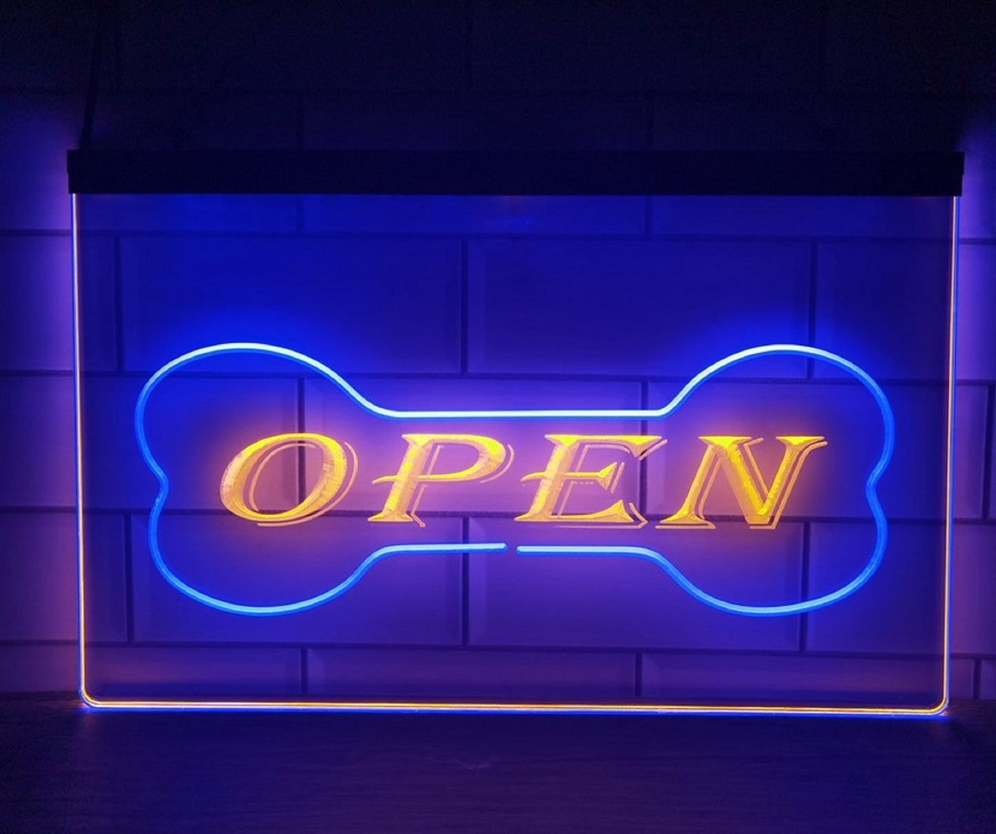 Neon Sign Dual Color Dog Pet Shop Open Wall Desk Top  Decor 12 Colors