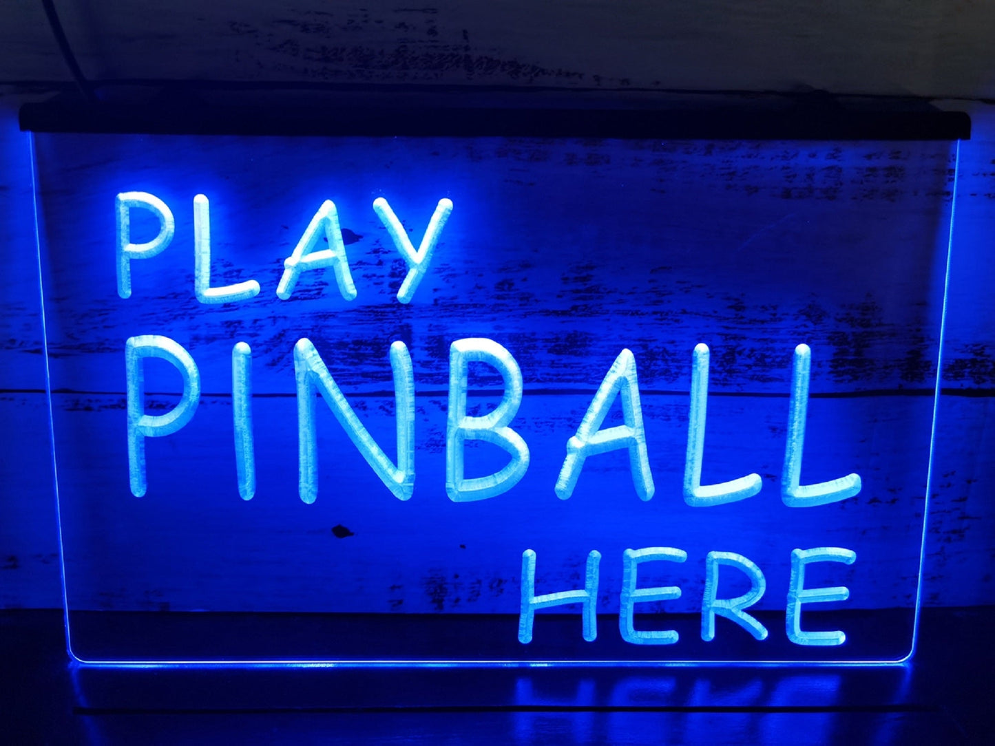 Neon Sign Play Pinball Here Video Arcade Game Store Decor