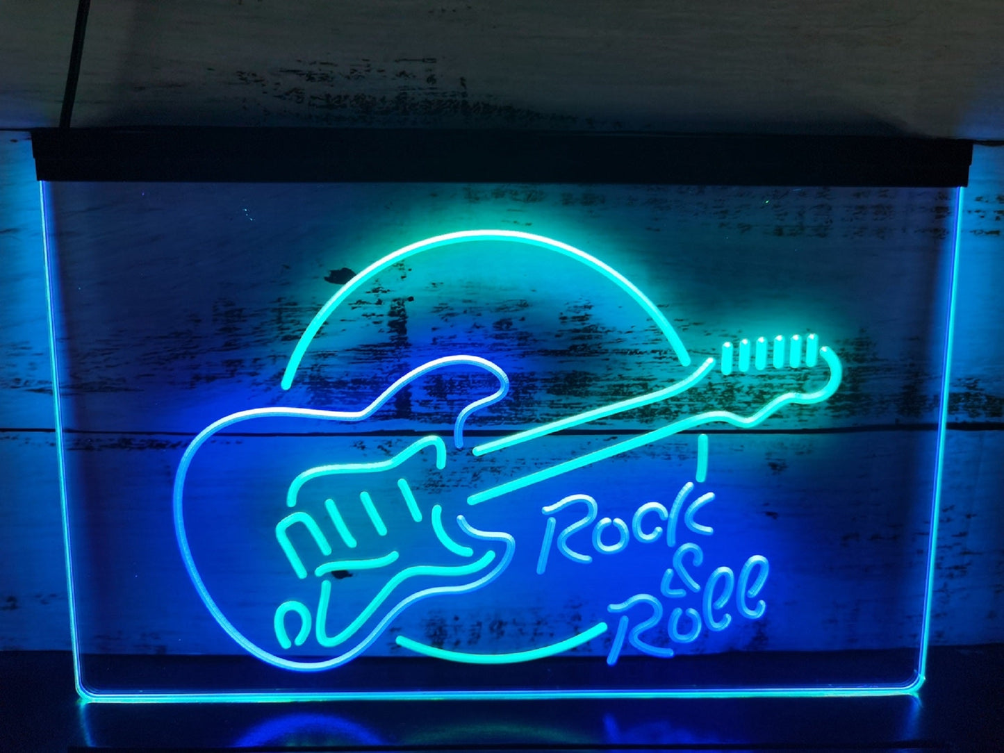 Neon Sign Dual Color Rock & Roll Guitar Home Studio Wall Desktop Decor