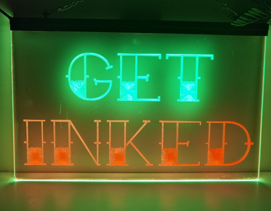 Neon Sign Dual Color Get Inked Tattoo Shop Decor Wall Desktop Free Shipping