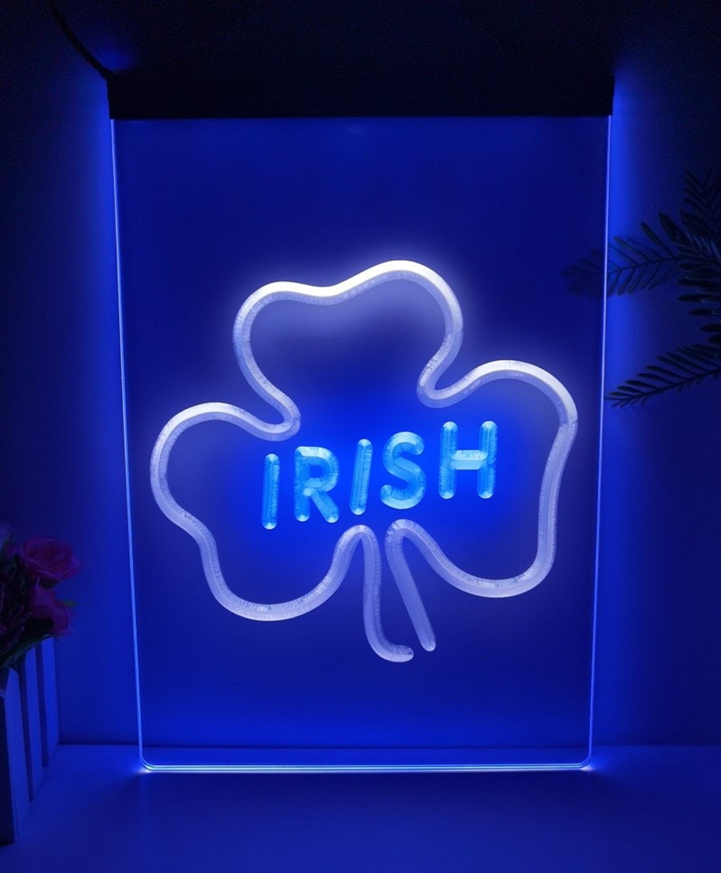 Neon Sign Dual Color Irish Shamrock Wall Hanging Table Top Decor