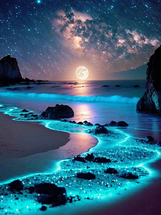 DIY Diamond Painting Landscape Moon Sky Beach Diamond Painting Kit yina