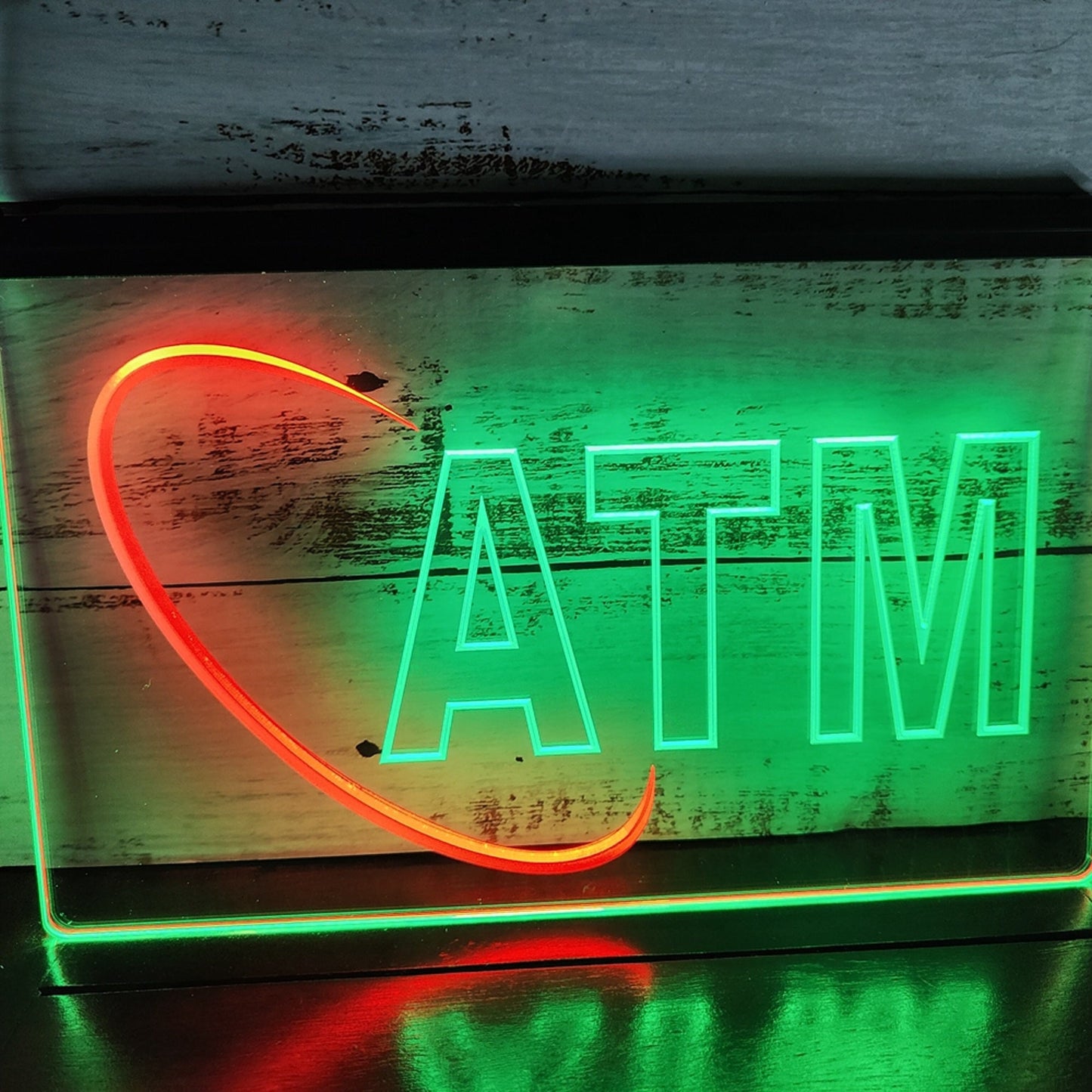 Neon Sign Dual Color ATM Available Here Store Shop Wall Desktop Decor