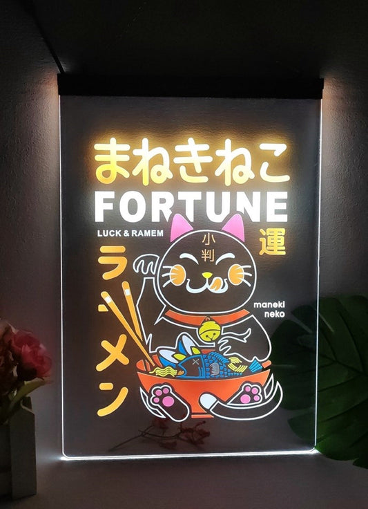 Neon Sign Multicolor Fortune Lucky Cat Wall Hanging Table Top Decor