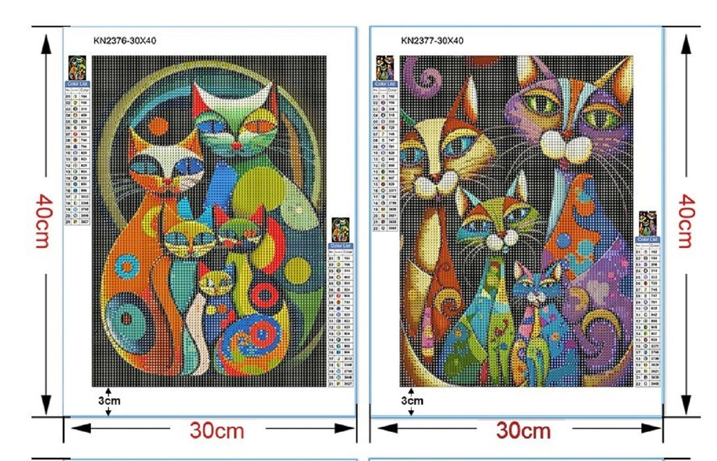 DIY Diamond Painting Colorful Cartoon Cats Diamond Painting Kit Wall Art