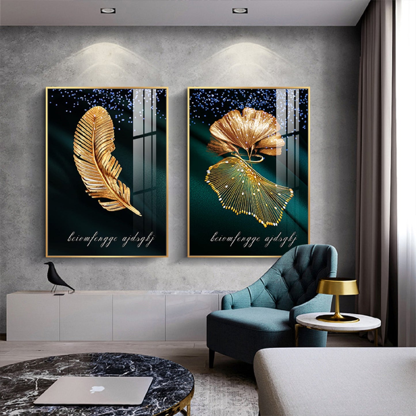 Canvas Print Art Abstract Golden Flowers Leaves Modern Wall Art NO FRAME