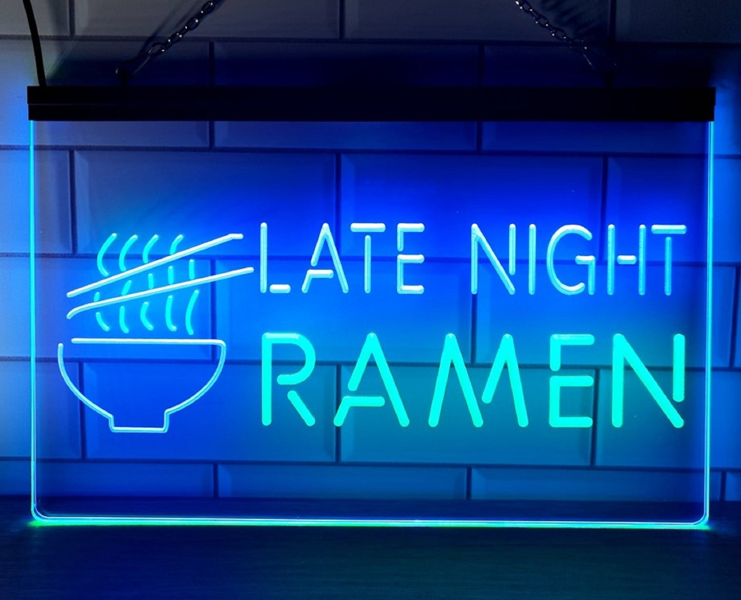 Neon Sign Dual Color Late Night Ramen For Japanese Restaurant Decor