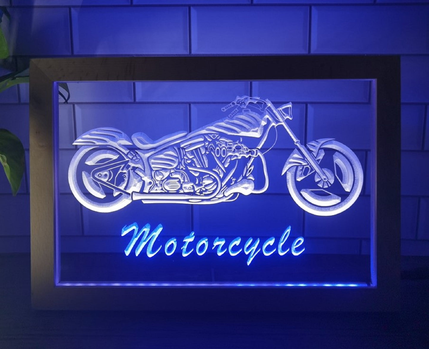 Neon Sign Framed Dual Color Motorcycle Bike Home Wall Desktop Decor Free Shipping