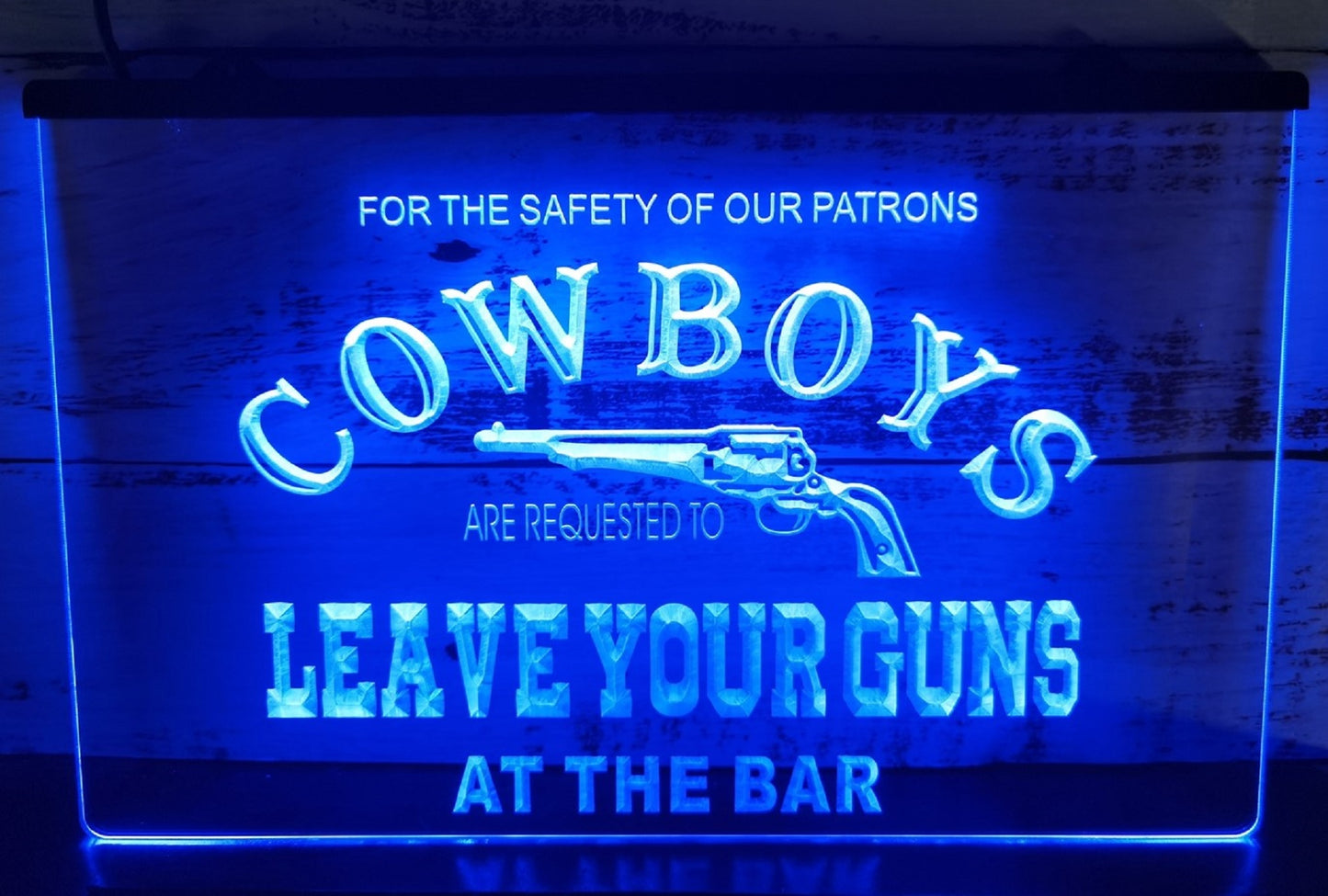 Neon Sign Cowboys Leave Your Guns At The Bar Wall Table Top Home Decor