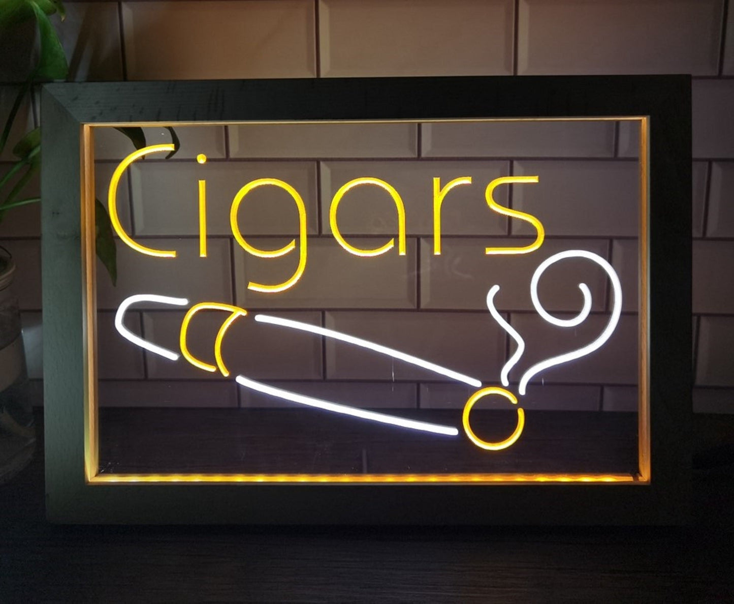 Neon Sign Framed Dual Color Cigars Tobacco Shop Cigar Lounge Decor Free Shipping