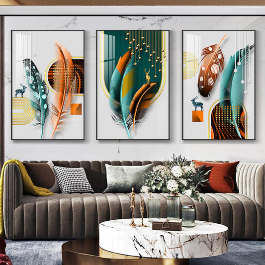 Print Art On Canvas Abstract Modern Wall Art Feathers NO FRAME