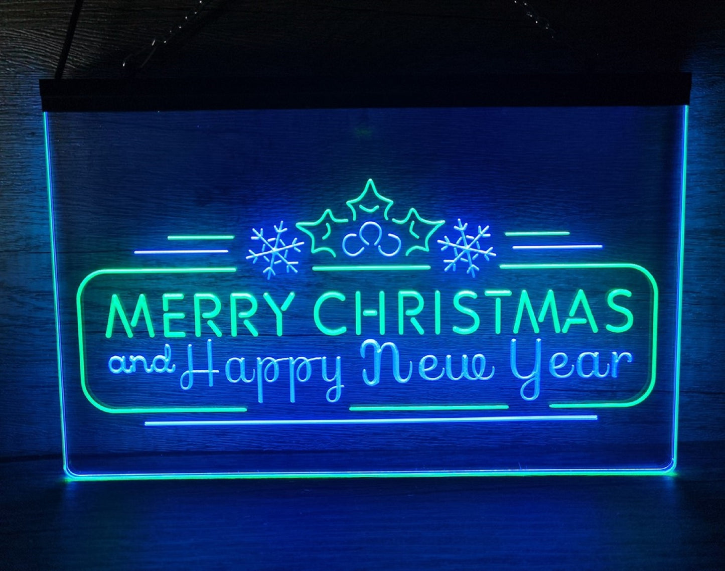 Neon Sign Dual Color Merry Christmas & Happy New Year Home Store Wall Hanging Desk Top Decor