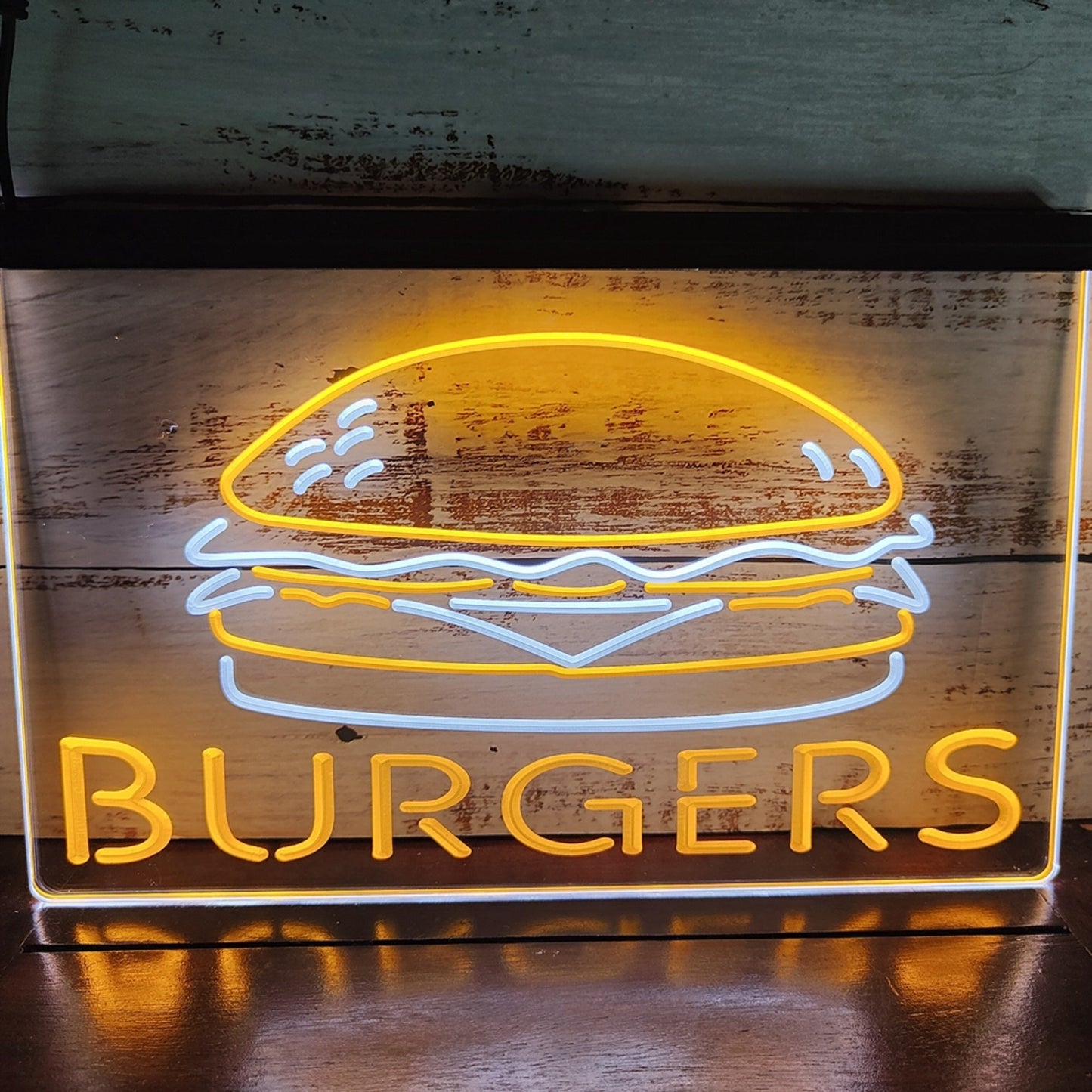 Neon Sign Dual Color Burgers Restaurant Fast Food Shop Decor Free Shipping