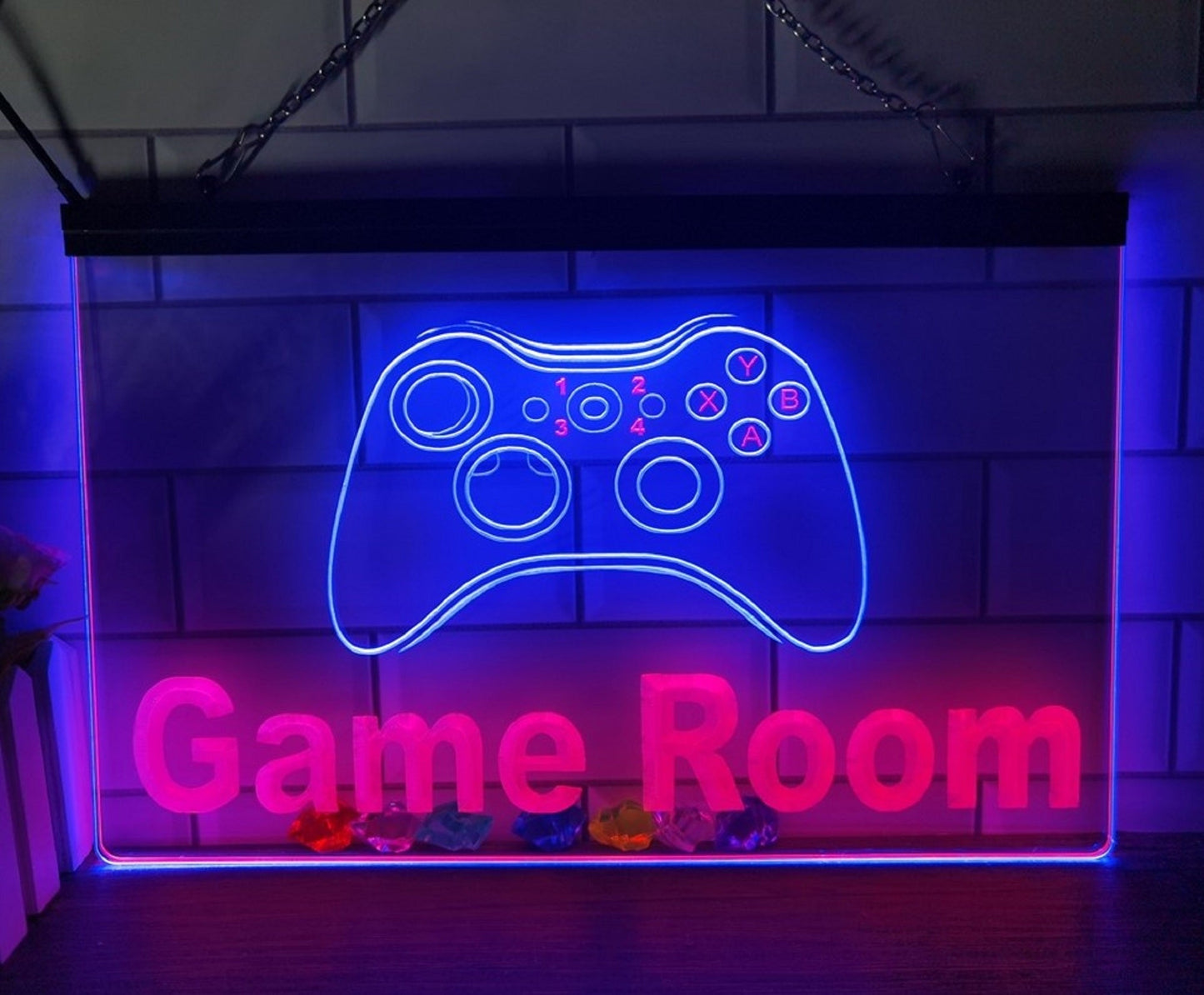 Neon Sign Dual Color Game Room Console Wall Hanging Table Top Decor