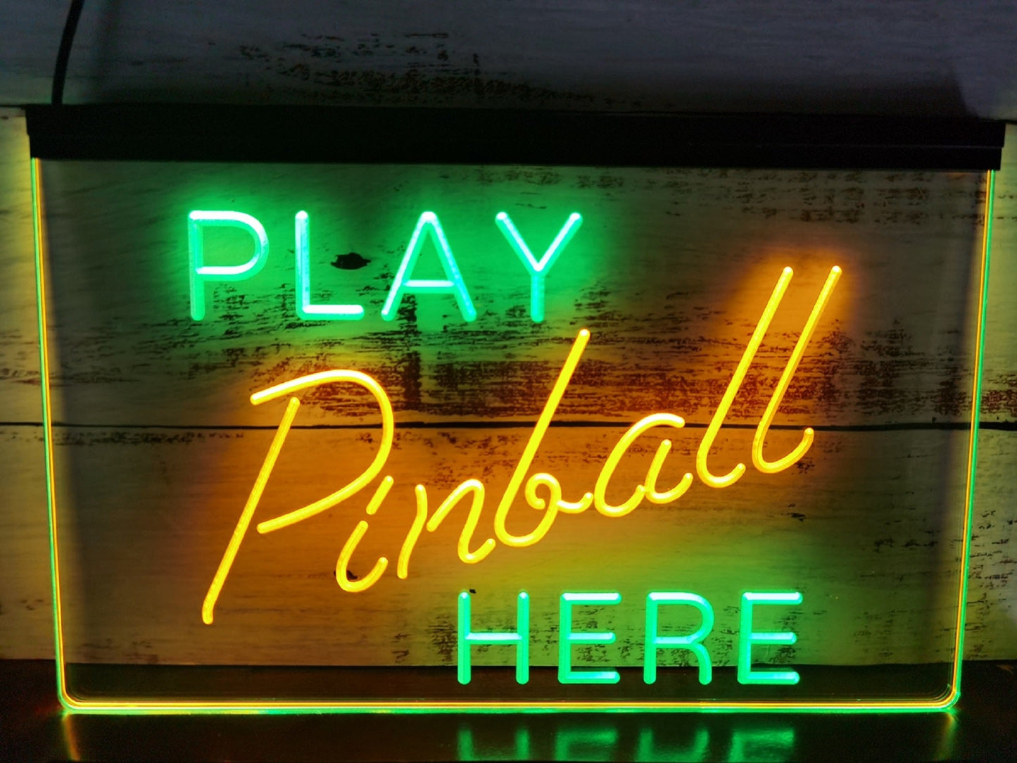 Neon Sign Dual Color Play Pinball Here Video Arcade Game Store Decor