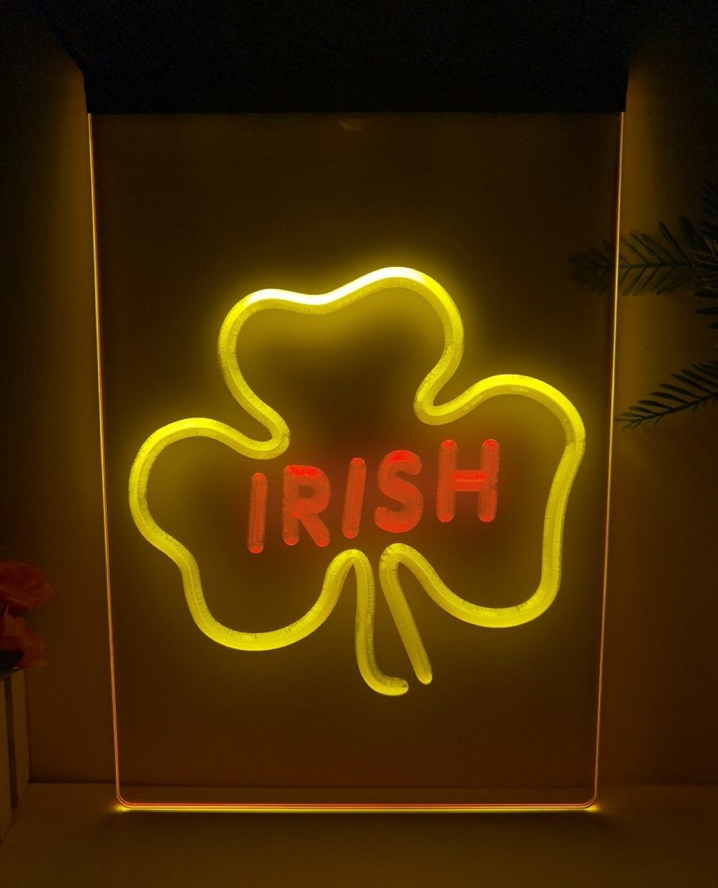 Neon Sign Dual Color Irish Shamrock Wall Hanging Table Top Decor