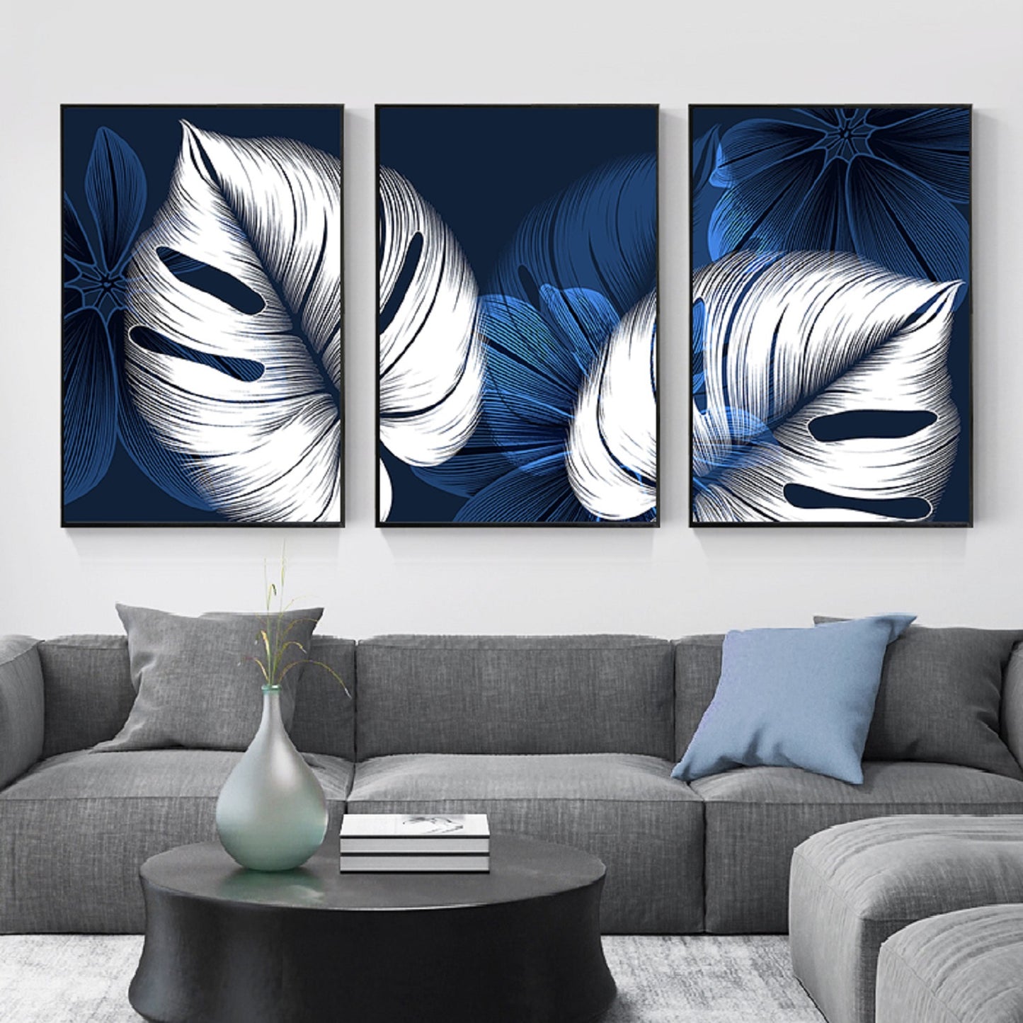 Canvas Print Art Abstract Blue White Wall Hanging Home Decor NO FRAME