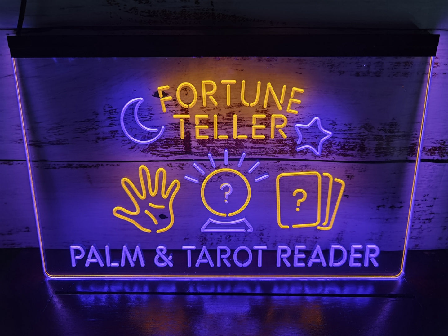 Neon Sign Dual Color Fortune Teller Palm & Tarot Reader Wall Desktop Decor