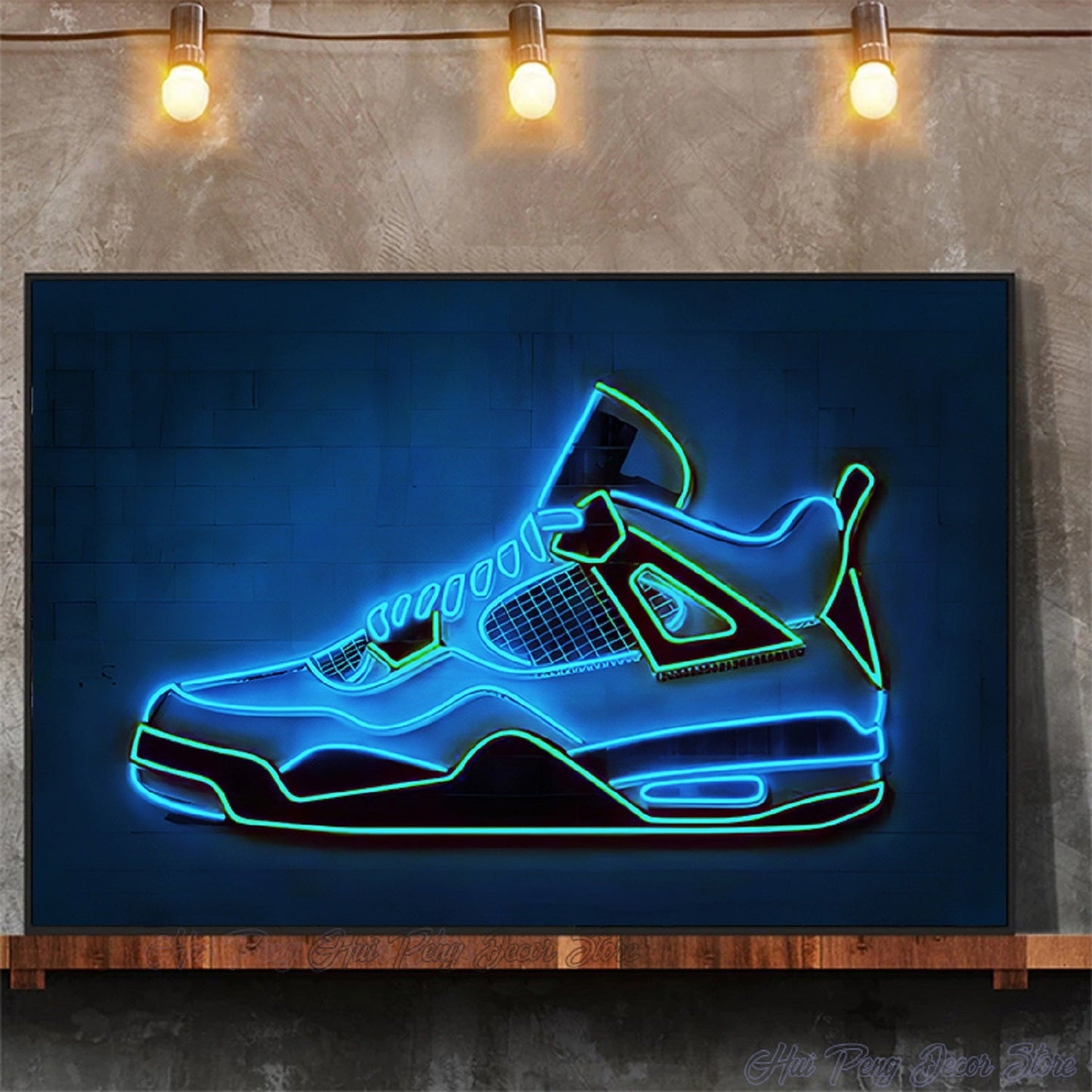 Neon Canvas Print Art Sneaker Shoes Shop Decor Home Decor NO FRAME