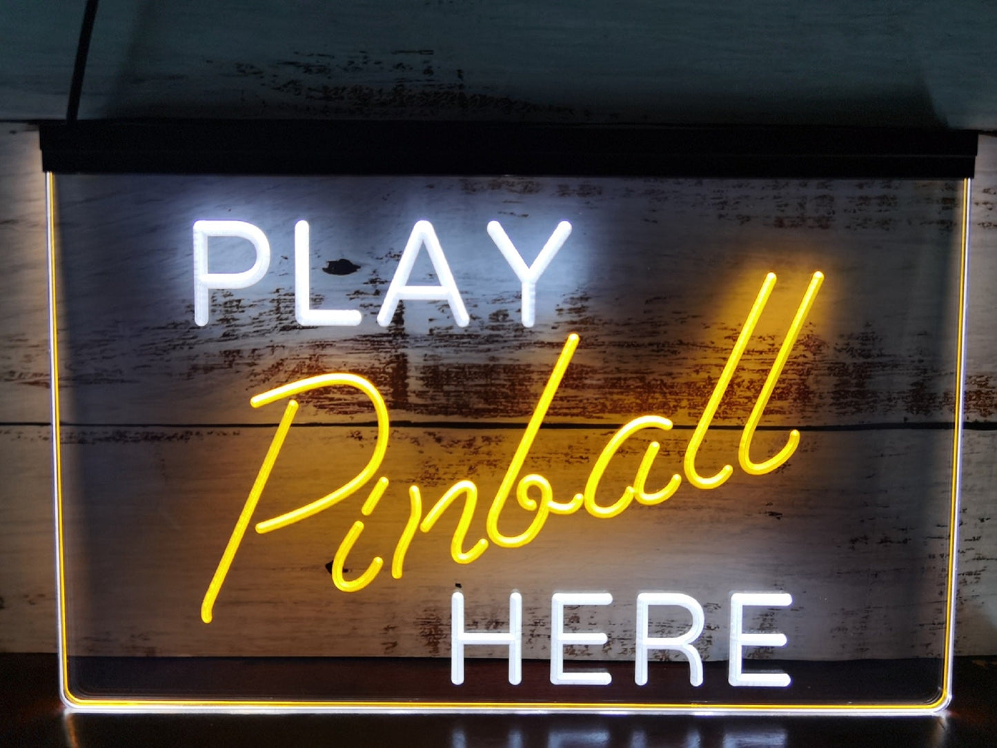 Neon Sign Dual Color Play Pinball Here Video Arcade Game Store Decor