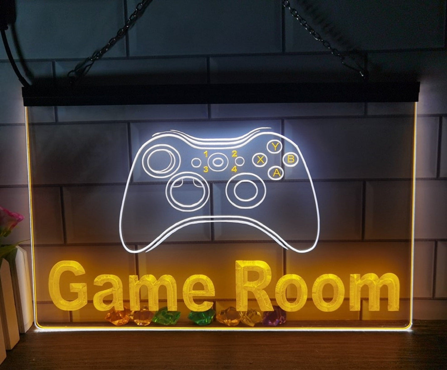 Neon Sign Dual Color Game Room Console Wall Hanging Table Top Decor