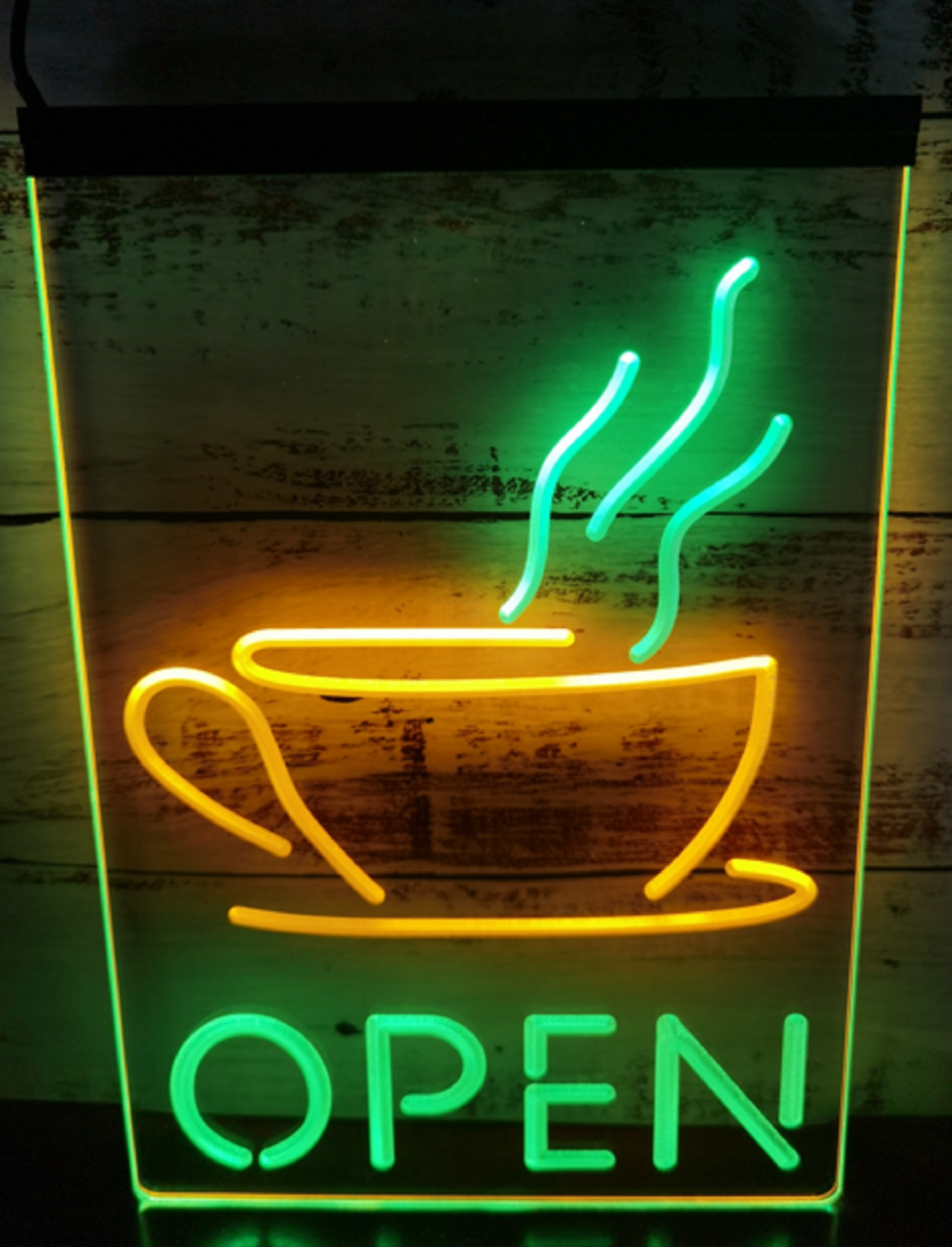 Neon Sign Dual Color Open Coffee Cup For Wall Desktop Coffee Shop Decor