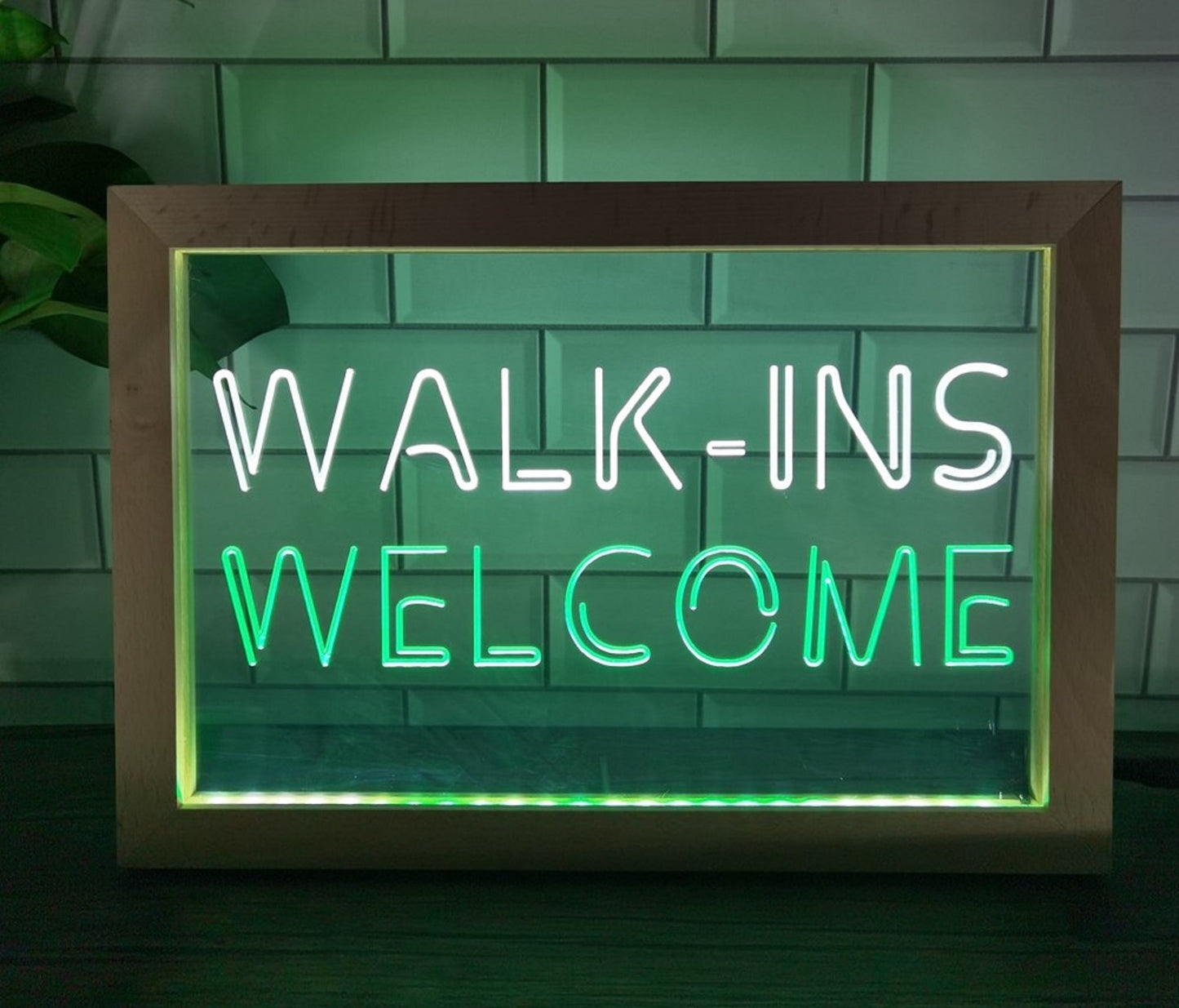 Neon Sign Framed Dual Color Walk Ins Welcome Store Shop Restaurant Coffee Shop Decor Free Shipping
