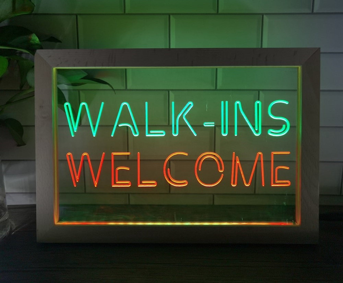 Neon Sign Framed Dual Color Walk Ins Welcome Store Shop Restaurant Coffee Shop Decor Free Shipping