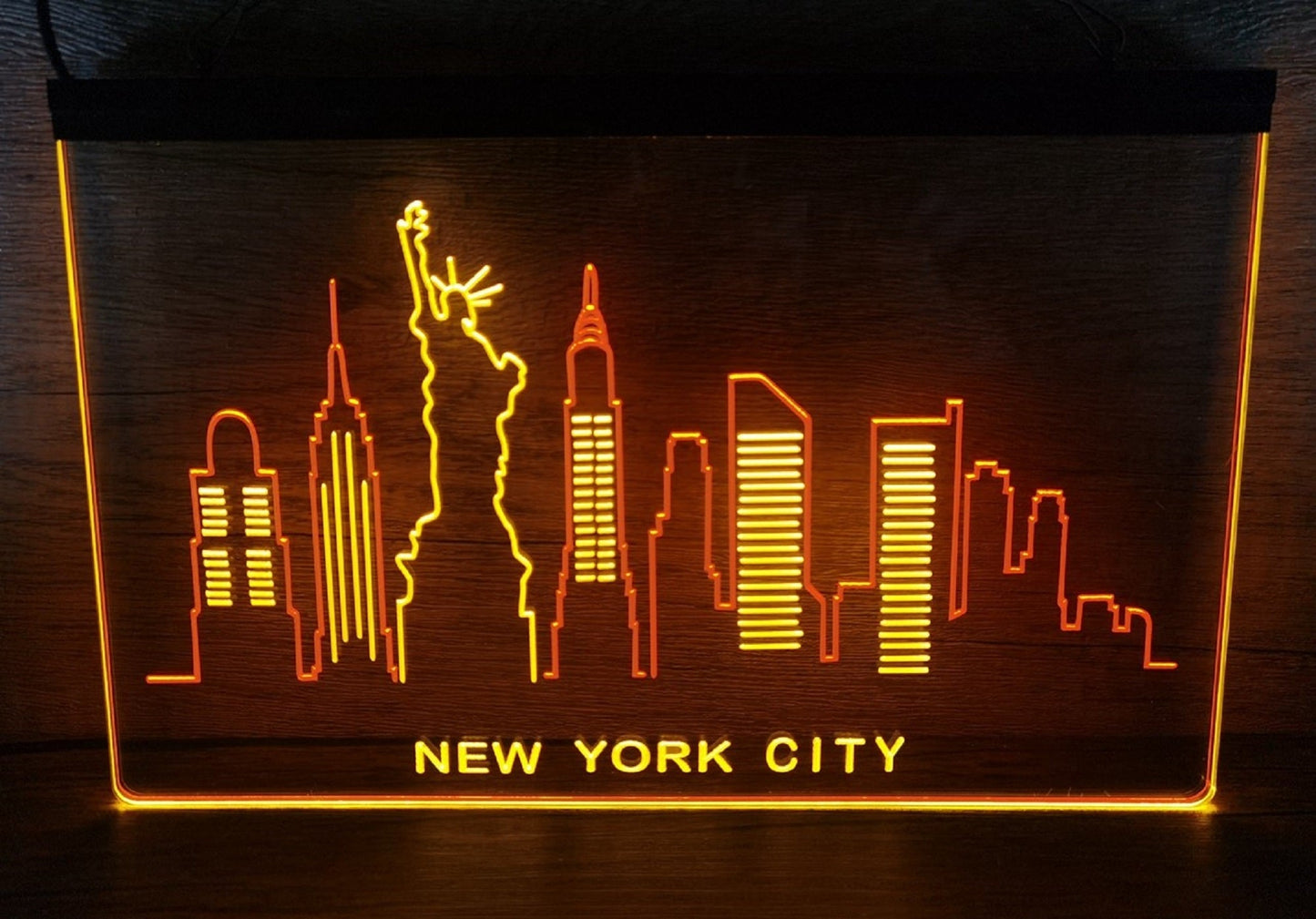 Neon Sign Dual Color New York City Skyline Silhouette Wall Hanging Table Top Decor