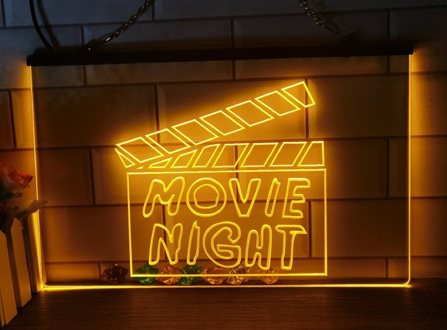 Neon Sign Movie Night Film Home Studio Wall Desk Decor