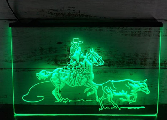 Neon Sign Cowboys Cow Western Wall Hanging Table Top Home Decor