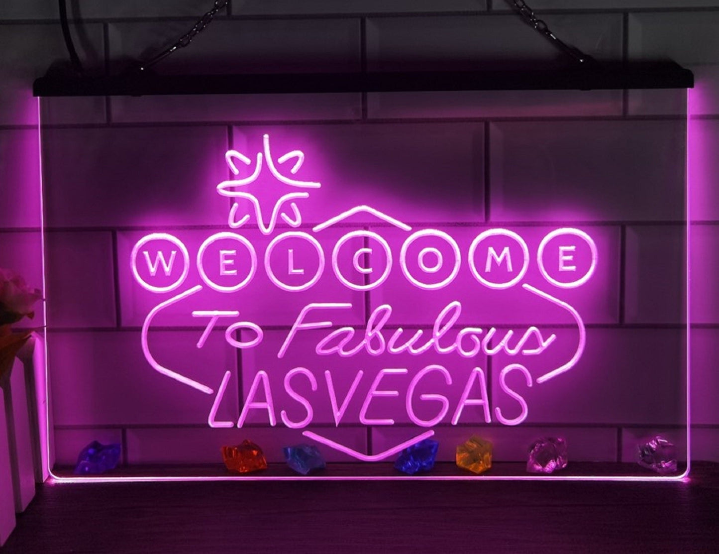 Neon Sign Welcome to Las Vegas Wall Hanging Table Top Home Decor