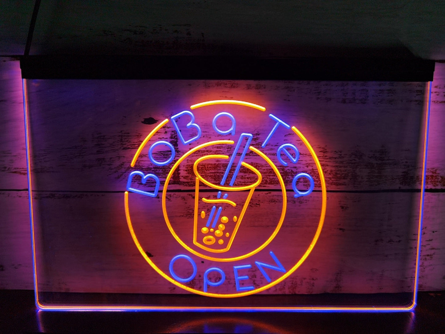 Neon Sign Dual Color Boba Tea Open For Boba Tea Fast Food Coffee Shop Decor