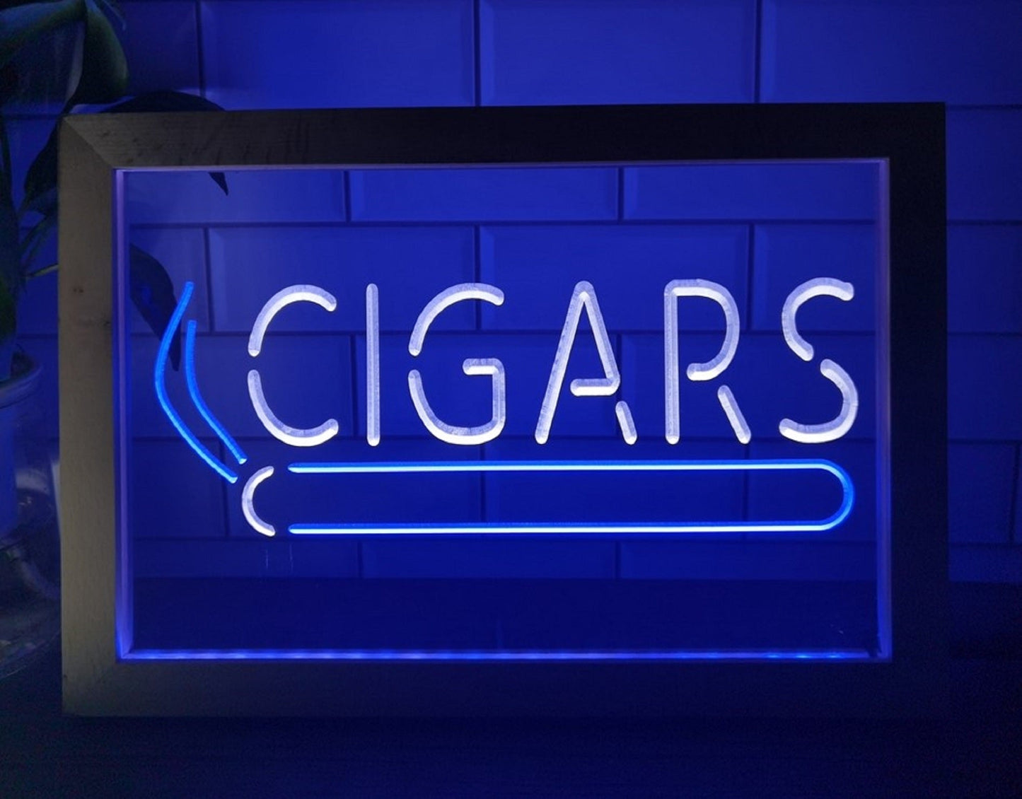 Neon Sign Framed Dual Color Cigars Smoke Tobacco Cigar Lounge Decor Free Shipping