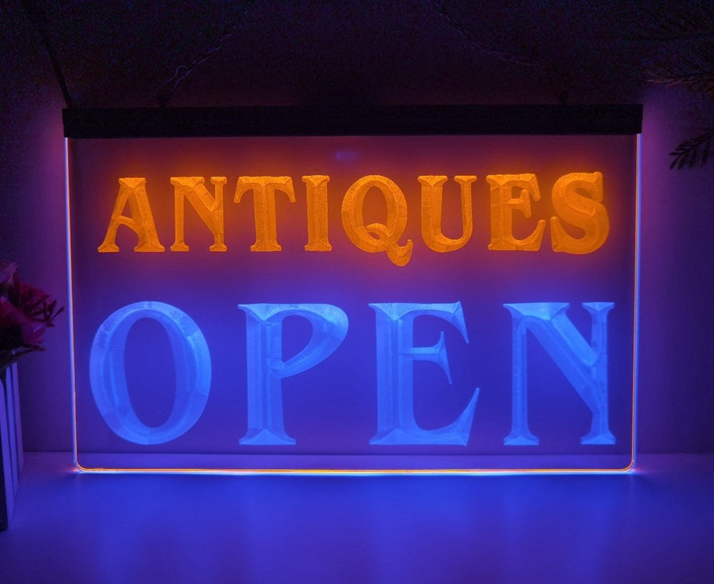 Neon Sign Dual Color Antiques Open Wall Desktop Decor Free Shipping