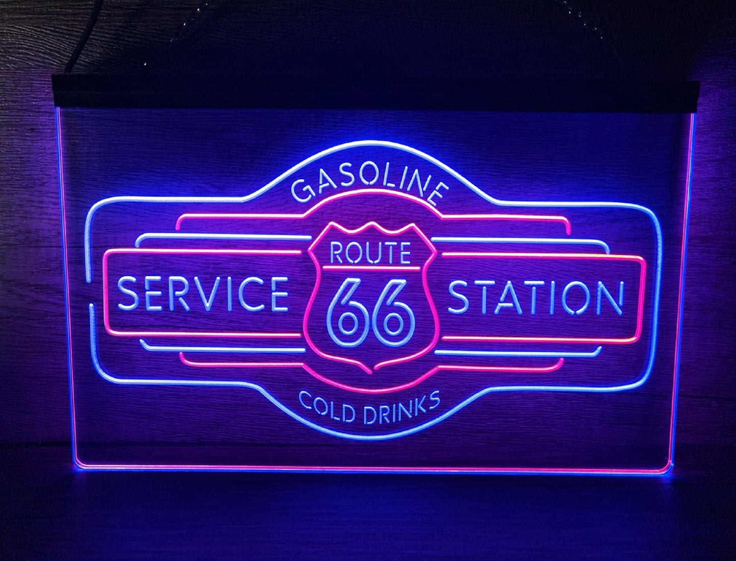 Neon Sign Dual Color Route 66 Gasoline Home Wall Desktop Decor Free Shipping