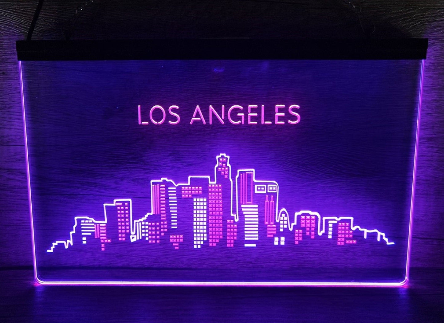 Neon Sign Dual Color Los Angeles City Skyline Silhouette Wall Hanging Table Top Decor