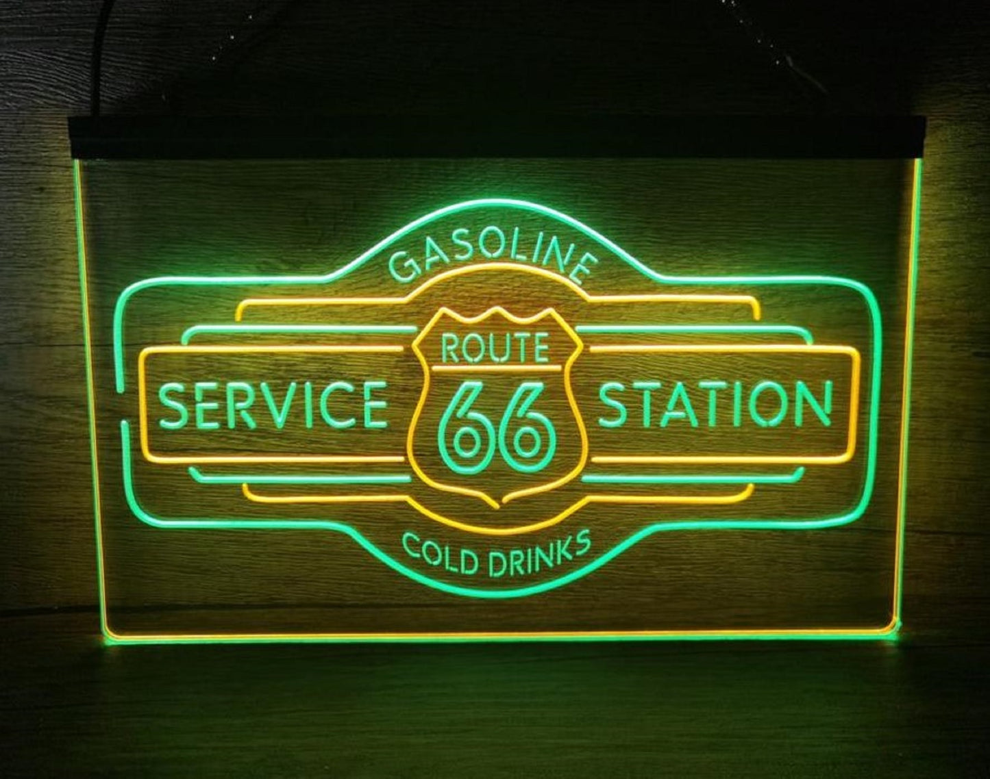 Neon Sign Dual Color Route 66 Gasoline Home Wall Desktop Decor Free Shipping