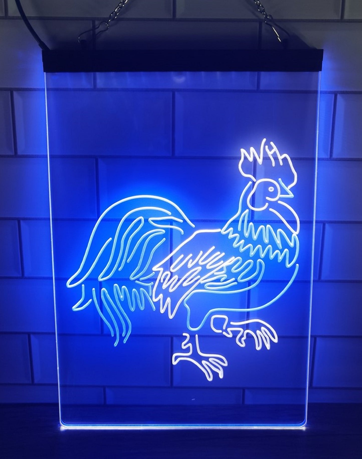 Neon Sign Dual Color Rooster Chicken Wall Hanging Table Top Decor
