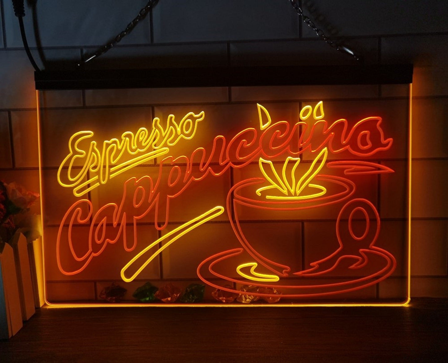 Neon Sign Dual Color Espresso Cappuccino For Coffee Shop Wall Desktop Decor
