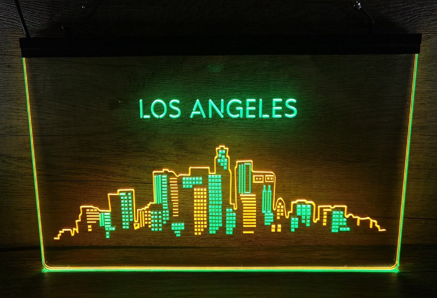 Neon Sign Dual Color Los Angeles City Skyline Silhouette Wall Hanging Table Top Decor