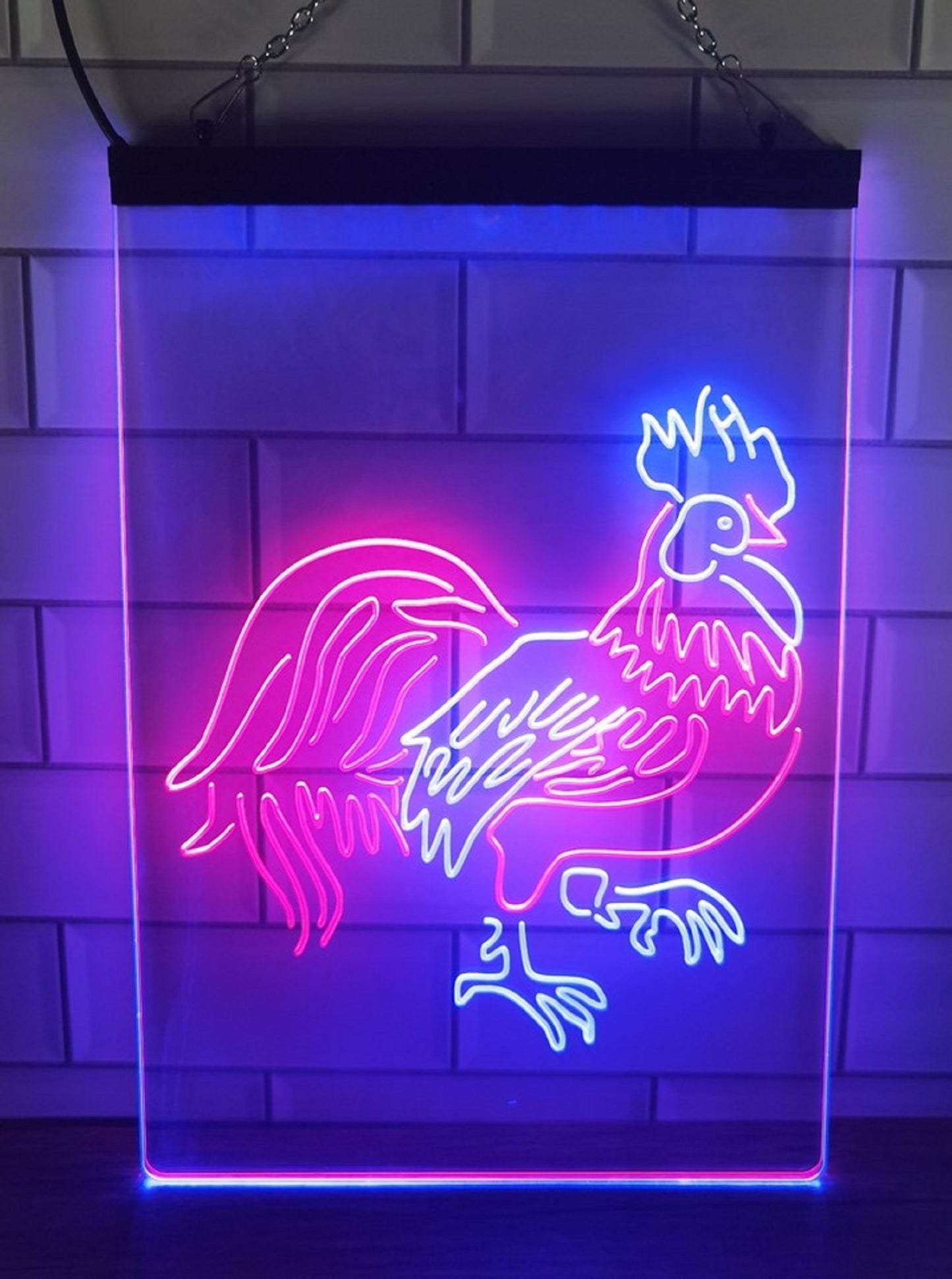 Neon Sign Dual Color Rooster Chicken Wall Hanging Table Top Decor