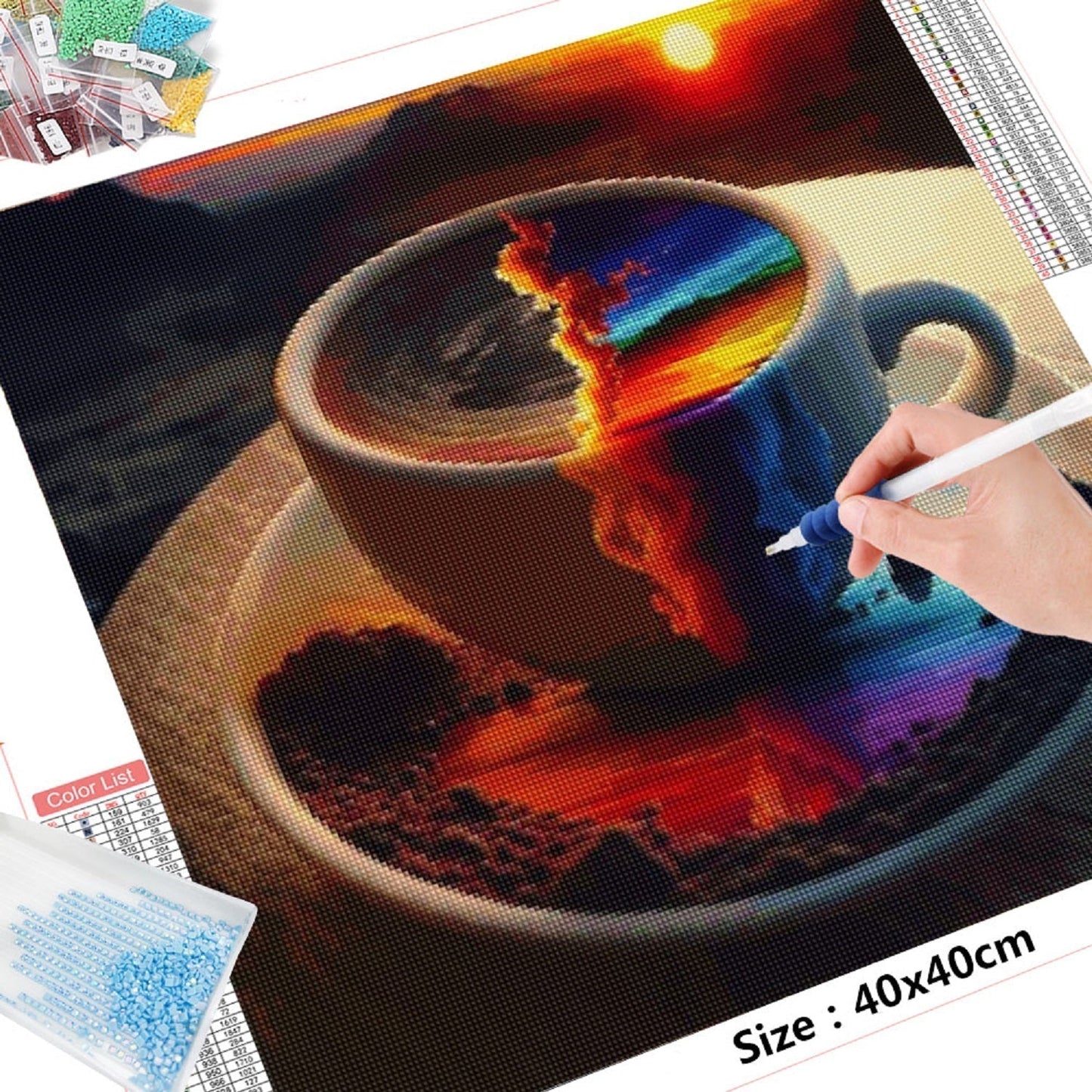 DIY Diamond Painting Colorful Coffee Mug Diamond Painting Kit Wall Art 1e