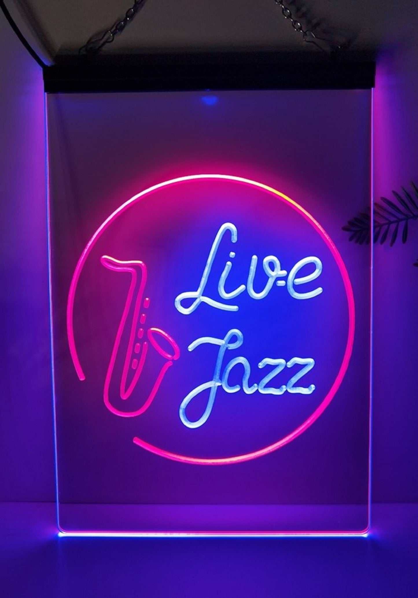 Neon Sign Dual Color Live Jazz Music Home Studio Wall Desktop Decor