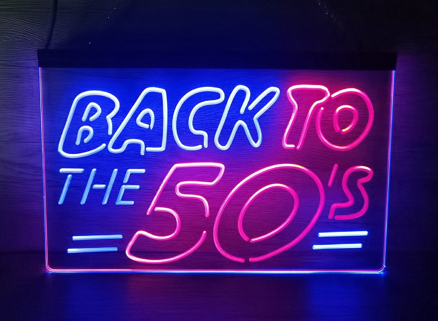 Neon Sign Dual Color Back to the 50's Wall Table Top Decor Free Shipping