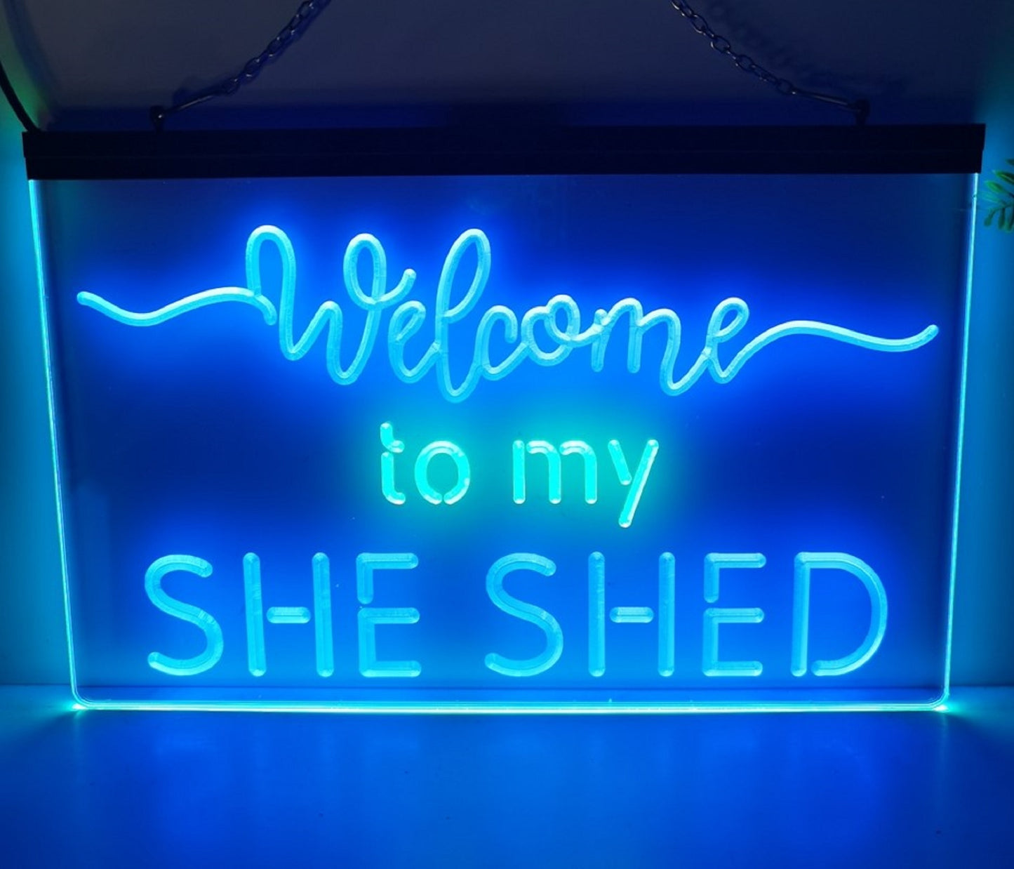 Neon Sign Dual Color Welcome to My She Shed Woman Cave Home Wall Desktop Decor