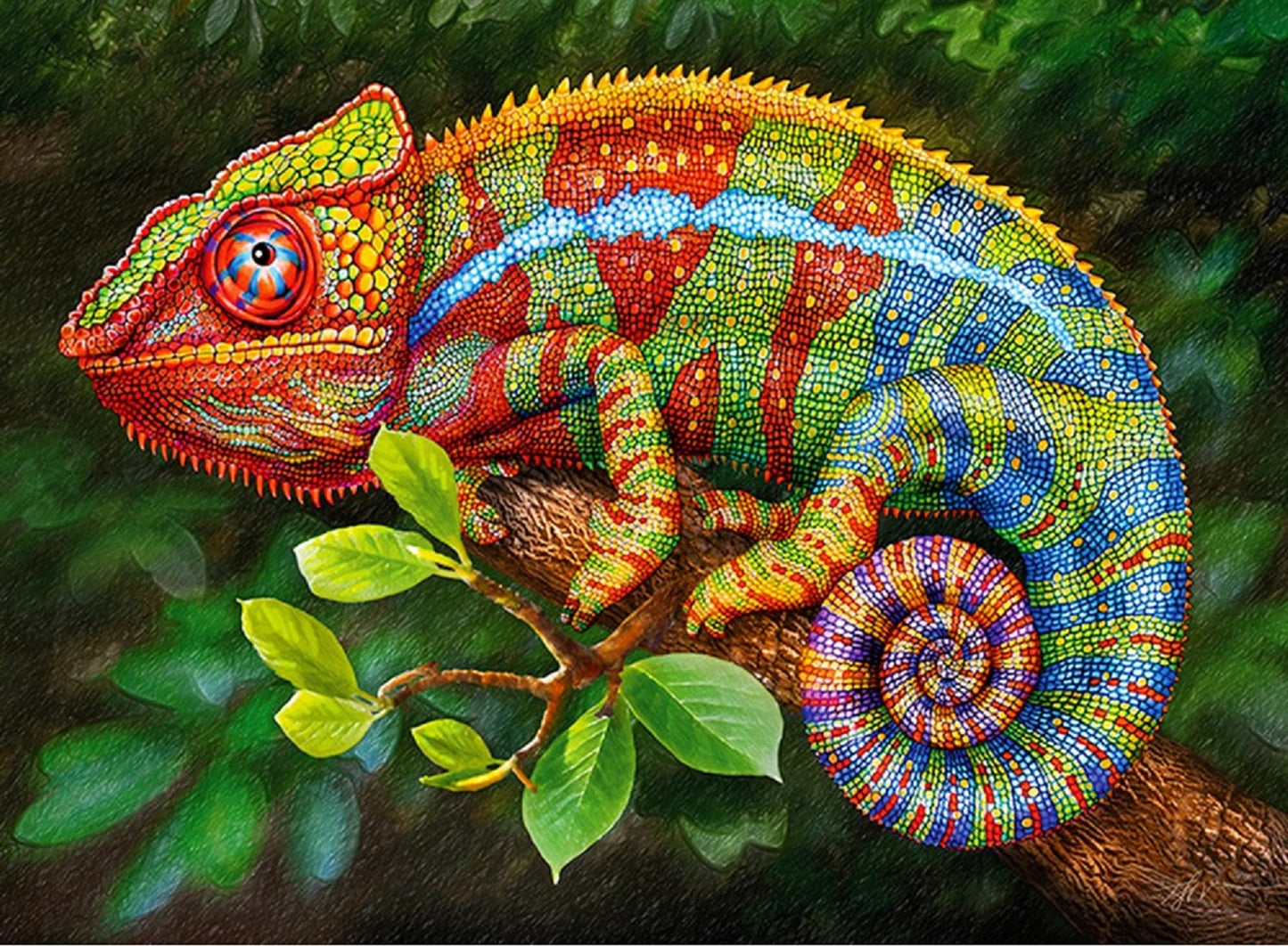 DIY Diamond Painting Colorful Chameleon Diamond Painting Kit Wall Art